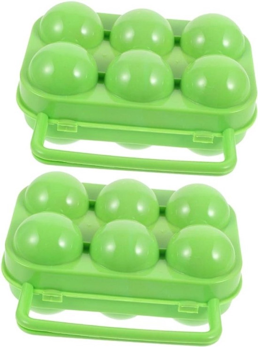 Eierdoos 2 Stuks - Draagbare Organizer - Buiten Eieren Vervoeren - Beschermende 6-compartimenten - 155 cm - Groen