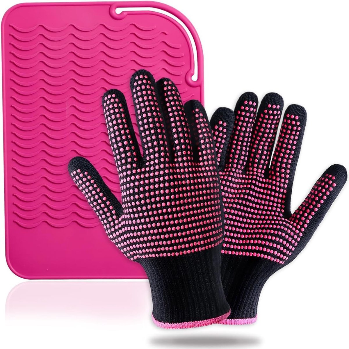 Hittebestendige handschoen met siliconen buffer, professionele kappershandschoenen, hittebestendig, thermohandschoen voor stijltang