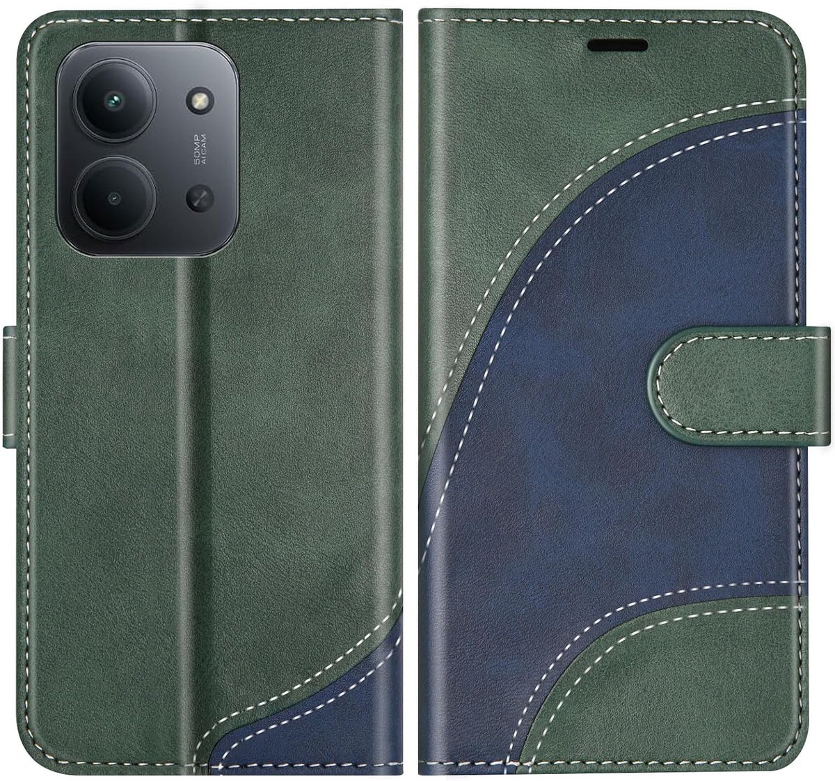 Hoesje voor Xiaomi Redmi 15C 4G / 5G, PU Lederen Bookcase Portemonnee Beschermhoes Telefoonhoesjes, Flip Case Beschermhoesje voor Redmi 15C 4G / 5G, Groen