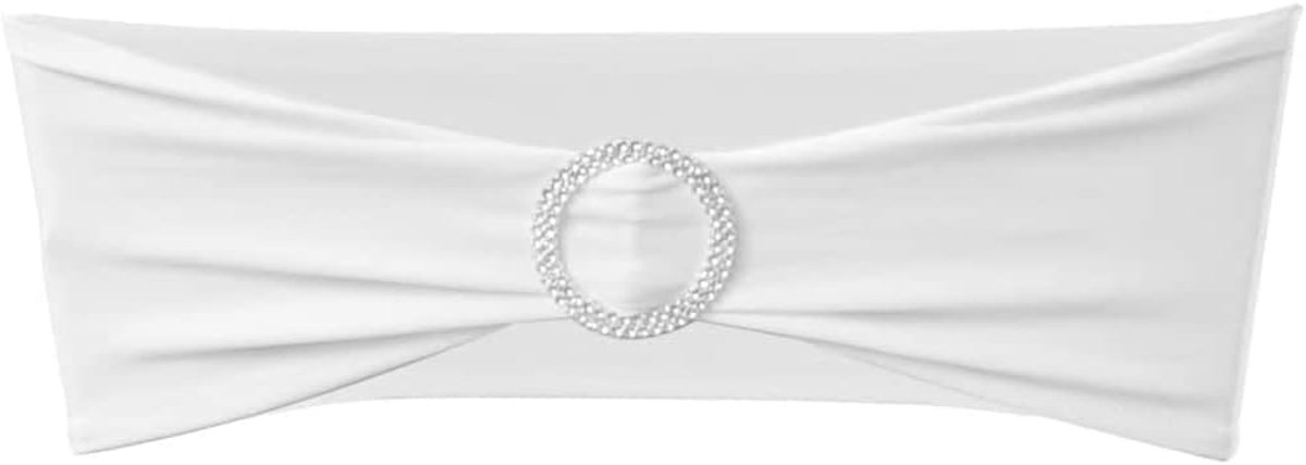 Strikken, stretch, met diamantgesp, wit