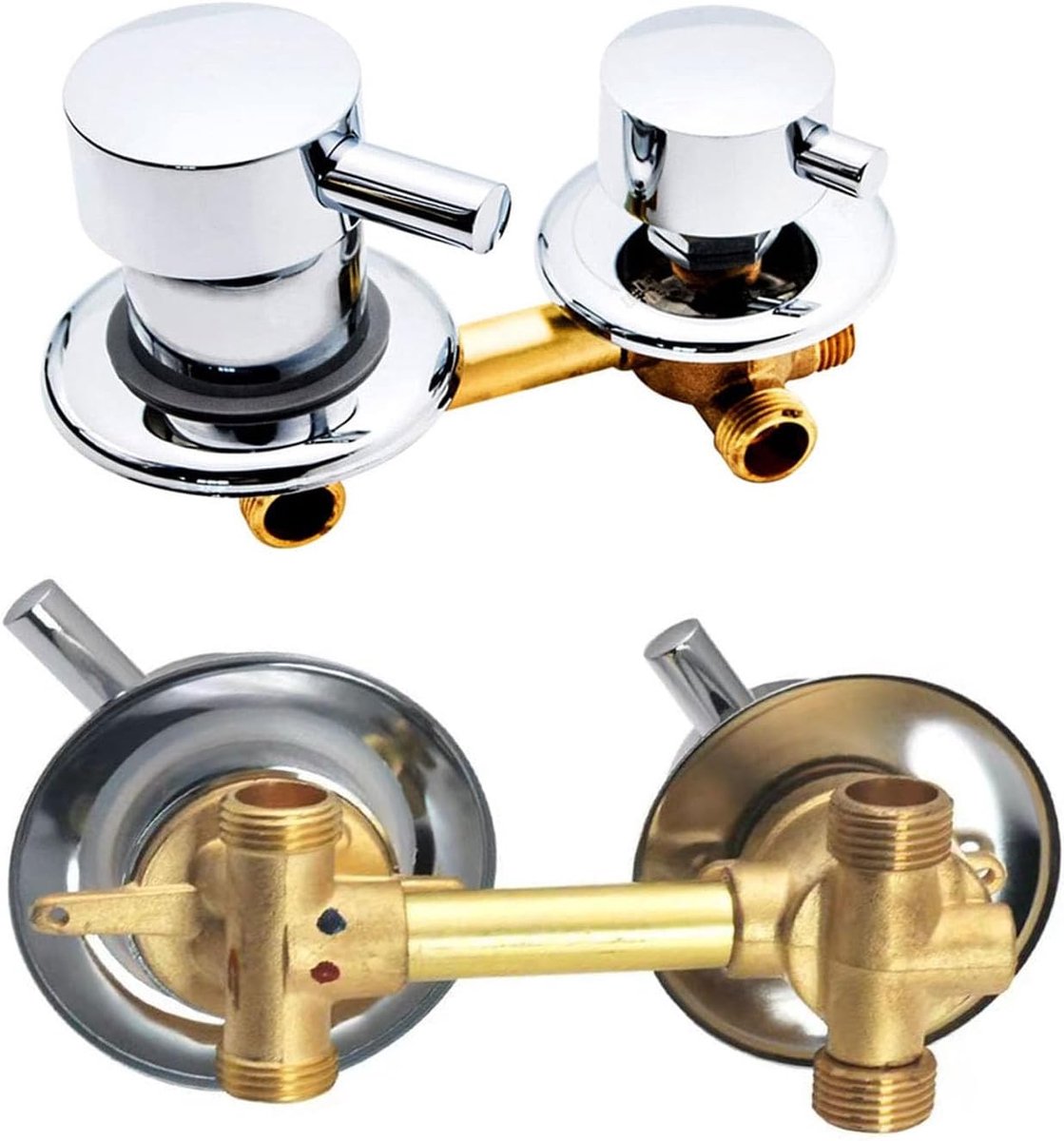 2/3/4/5-weg douchekranen mengkraan messing badkranen asafstand 9 cm/10 cm/12,5 cm/14,5 cm, mengkraan badkamer voor cabine of stoombad (12-12,5 cm, 2-weg schroefdraad)