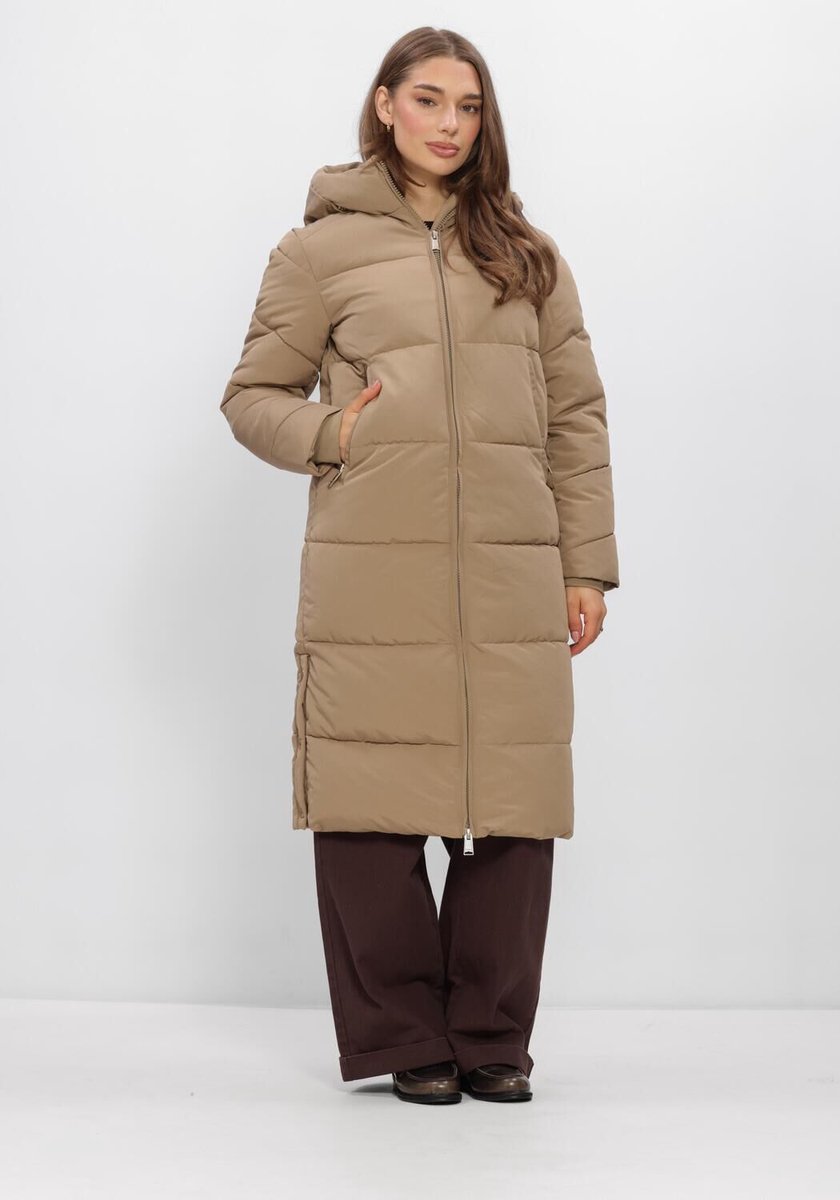 WITHBLACK Wblglorian Long Puffer Coat Jassen Dames - Winterjas - Beige - Maat S