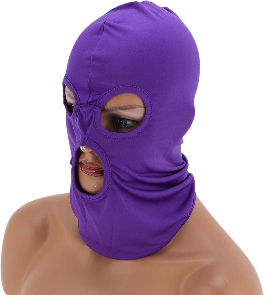 Balaclava voor mannen en vrouwen, verkoelende balaclava, elastische uv-bescherming, ademend gezichtsmasker voor buitensporten, fietsen, BO-06, paars, 20 x 15 cm