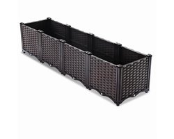 IvoQ Modulaire Plantenbak Buiten - 160 x 40 x 37 cm - Zwart - Met Drainage