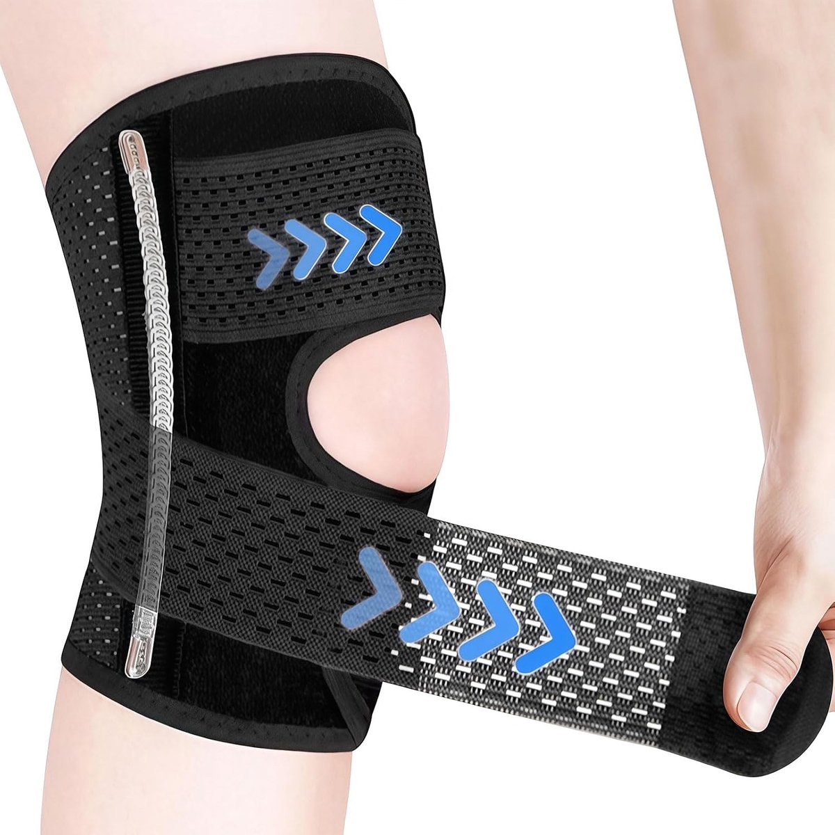 Kniebrace, voor dames en heren, kniepijnverlichting, verstelbare artritis, hardlopen, meniscusscheuren, wandelen, sport, M