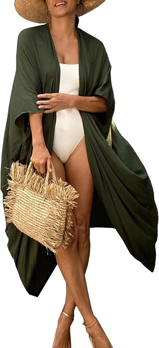 Strandjurk Dames Bikini Cover Up, Tie-Dye Strandkimono met Korte Mouwen, Losse Badmode Cover-Up, Lichte Strandkleding voor Strand, Zwembad en Vakantie