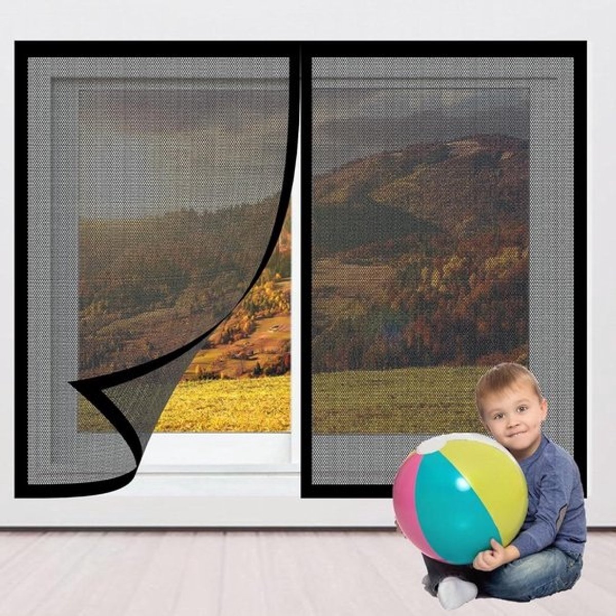Raam Hor - Muggenhor - Insecten Buiten - Magnetische Sluiting - 130x120 cm - Zwart