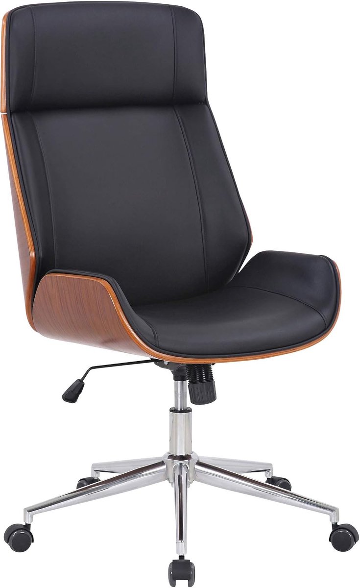 Varel Bureaustoel - Ergonomisch - Voor volwassenen - Kunstleer -, Kleur:walnoot/zwart