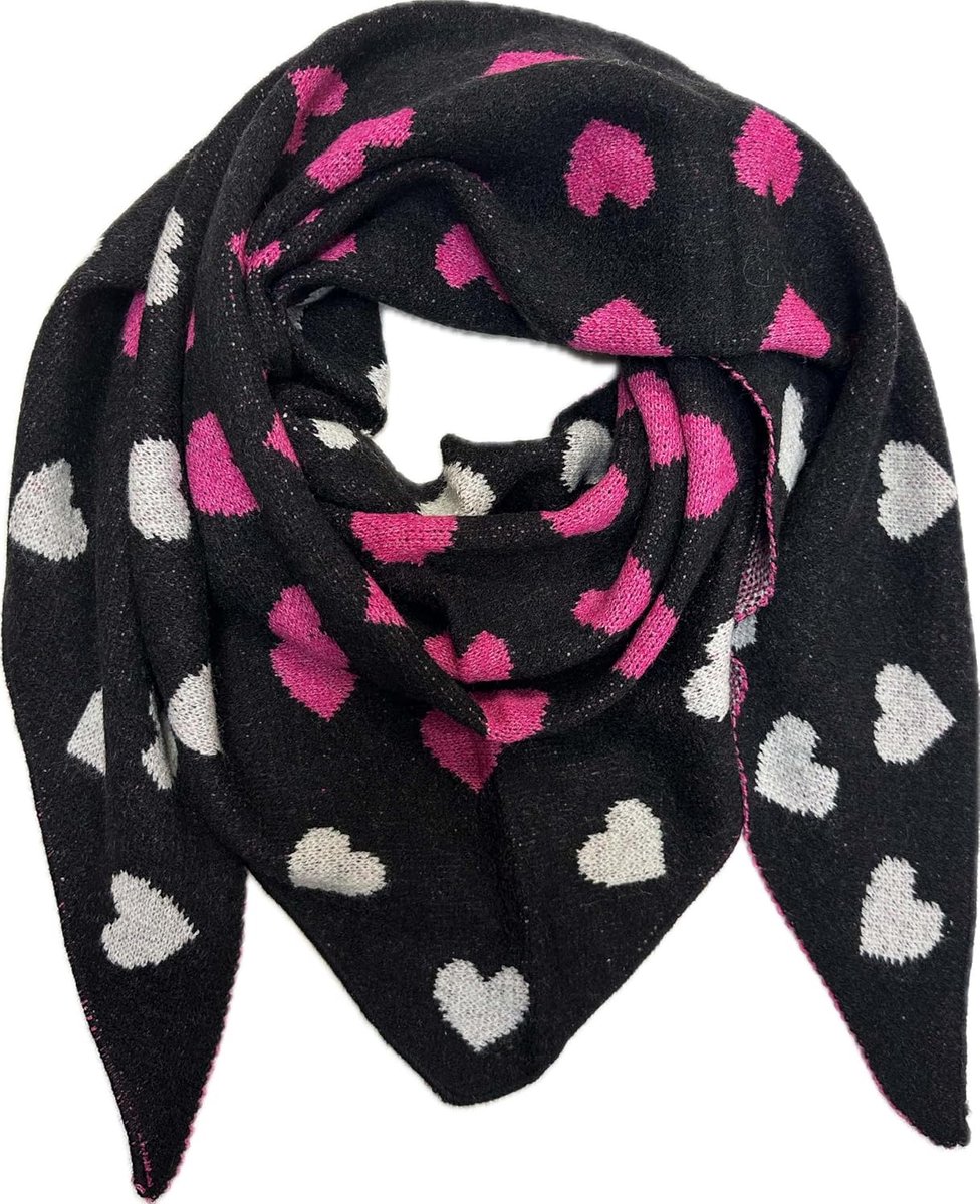 driehoekige gebreide sjaal hart patroon warme winter sjaal mode doek herfst lente colsjaal driehoekige sjaal stola wol doek