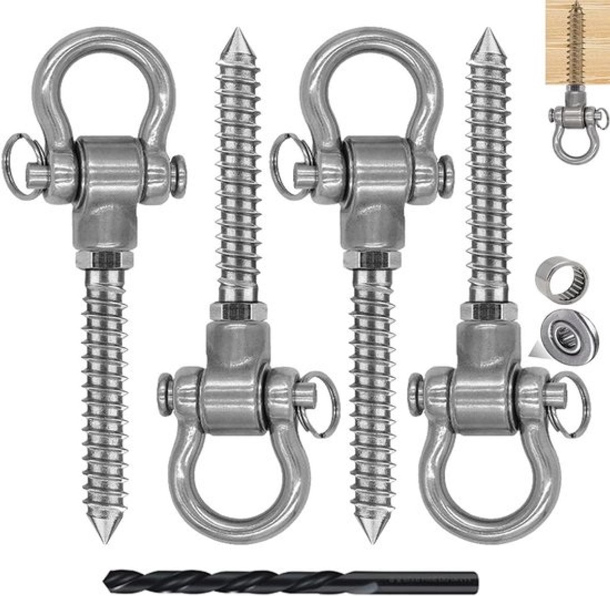 Schommelhaken - Hangstoel haken - Buiten spelen - Roestvrij staal - 140 mm - Zilver