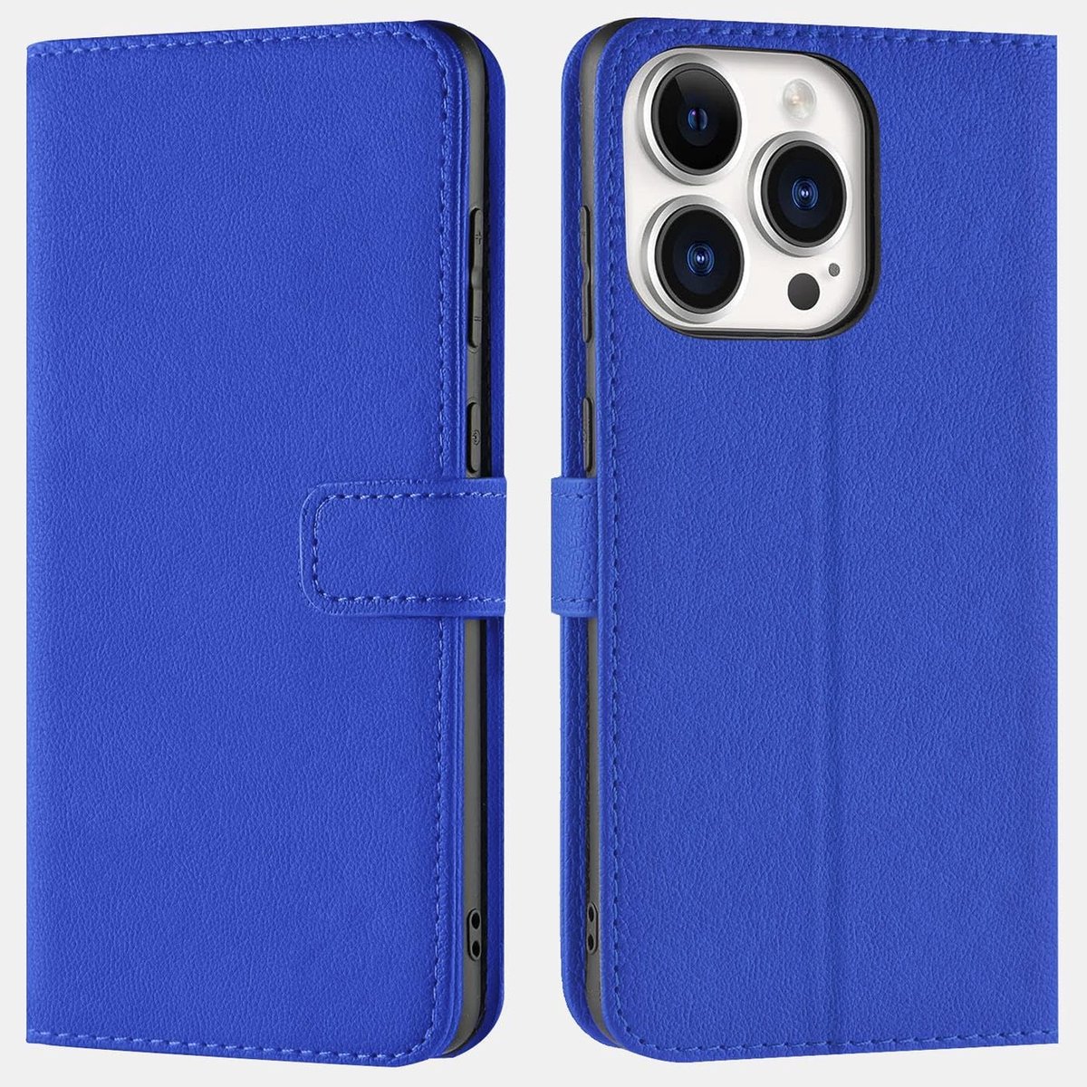 Hoes voor mobiele telefoon voor iPhone 16 Pro, bookcase, tas, flipcover voor iPhone 16 Pro, case met kaartvakjes, opstelfunctie, blauw