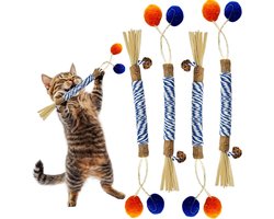 Kauw Stokjes - 4Stuks - Natuurlijke Tand Reiniging - Stokjes Voor Katten - Kat Nip Tandenreiniging - Stress Release - Katten Speelgoed - Voor Katten Kitten Tandjes Speelgoed Tanden Reinigen Speelgoed - 22cm