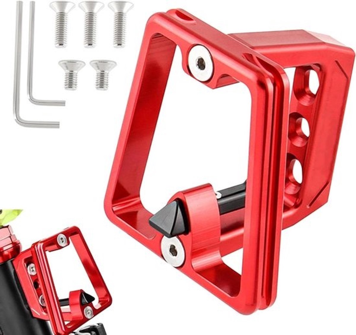 Fietstas Houder - Tashouder Adapter - Fietsen Transport - 3-Gaats Montage - 7 x 6.5 x 5.2 cm - Rood