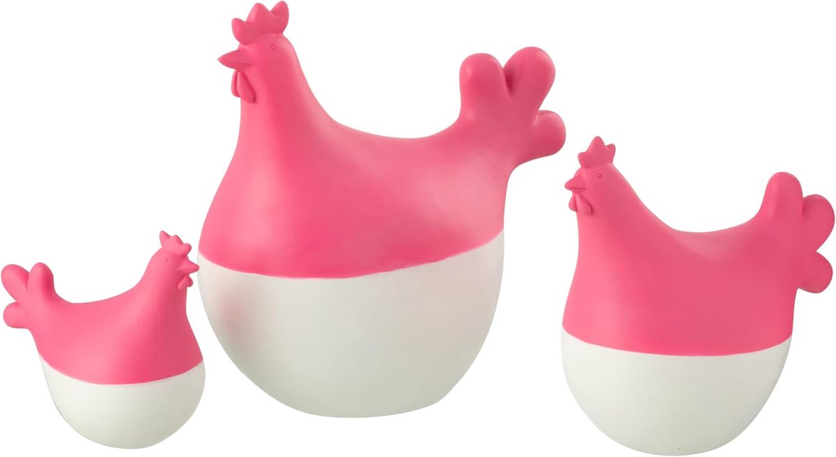 Set van 3 armaturen van polyhars, wit/roze