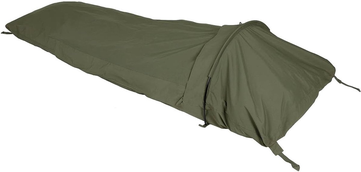 Bivakzak Hooped Bivy met stangen, 3-laags laminaat, waterdicht, ademend, olijf, 235 x 70/95 x 45 cm