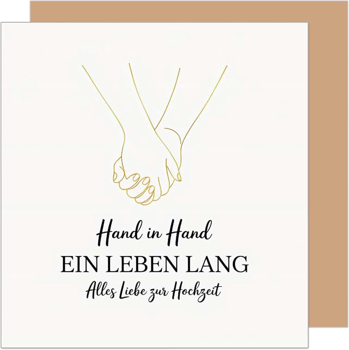 Seidel Premium vierkante wenskaart voor bruiloft met envelop. Bruiloftskaart Wenskaart kaart voor man & vrouw bruidspaar vermalen spreuk wensen (HQ158 SW025)