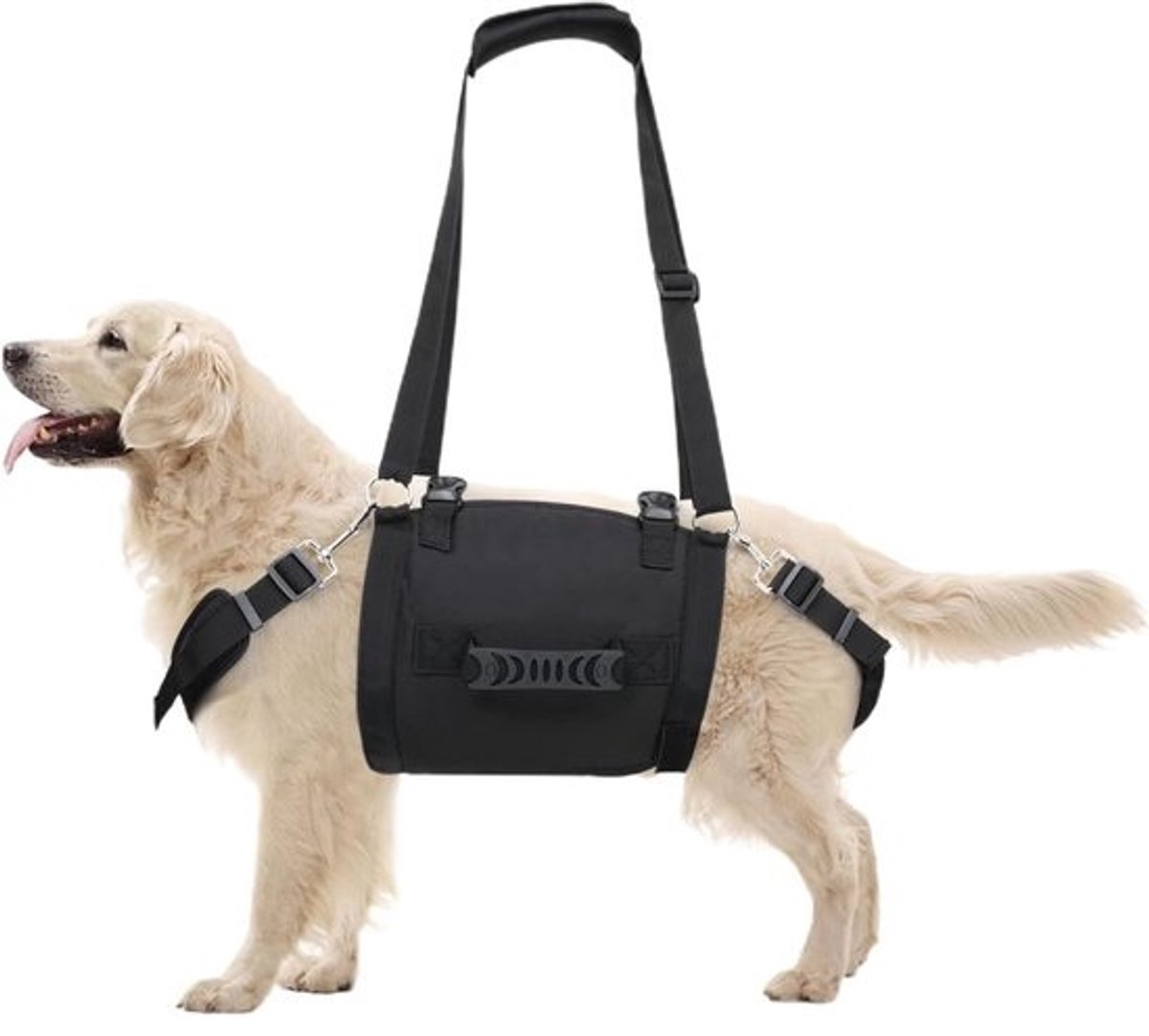 Hondentuigje met Handvat - Hulpriem Hond - Comfortabel Wandelen - Geen Verstikking - Verstelbaar - Zwart