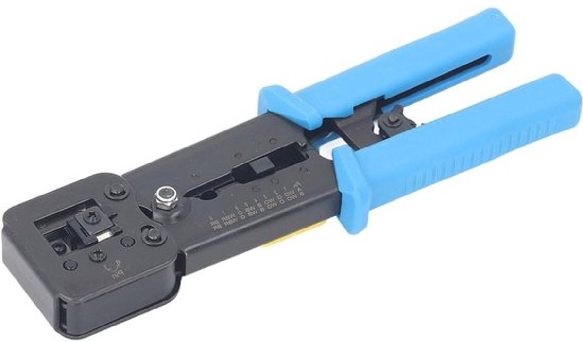 RJ45 Krimptang Set - Netwerkkrimper Ethernet - Netwerkbekabeling Maken - Voor CAT5E CAT6 - 50 Kristalkoppen - Grijs