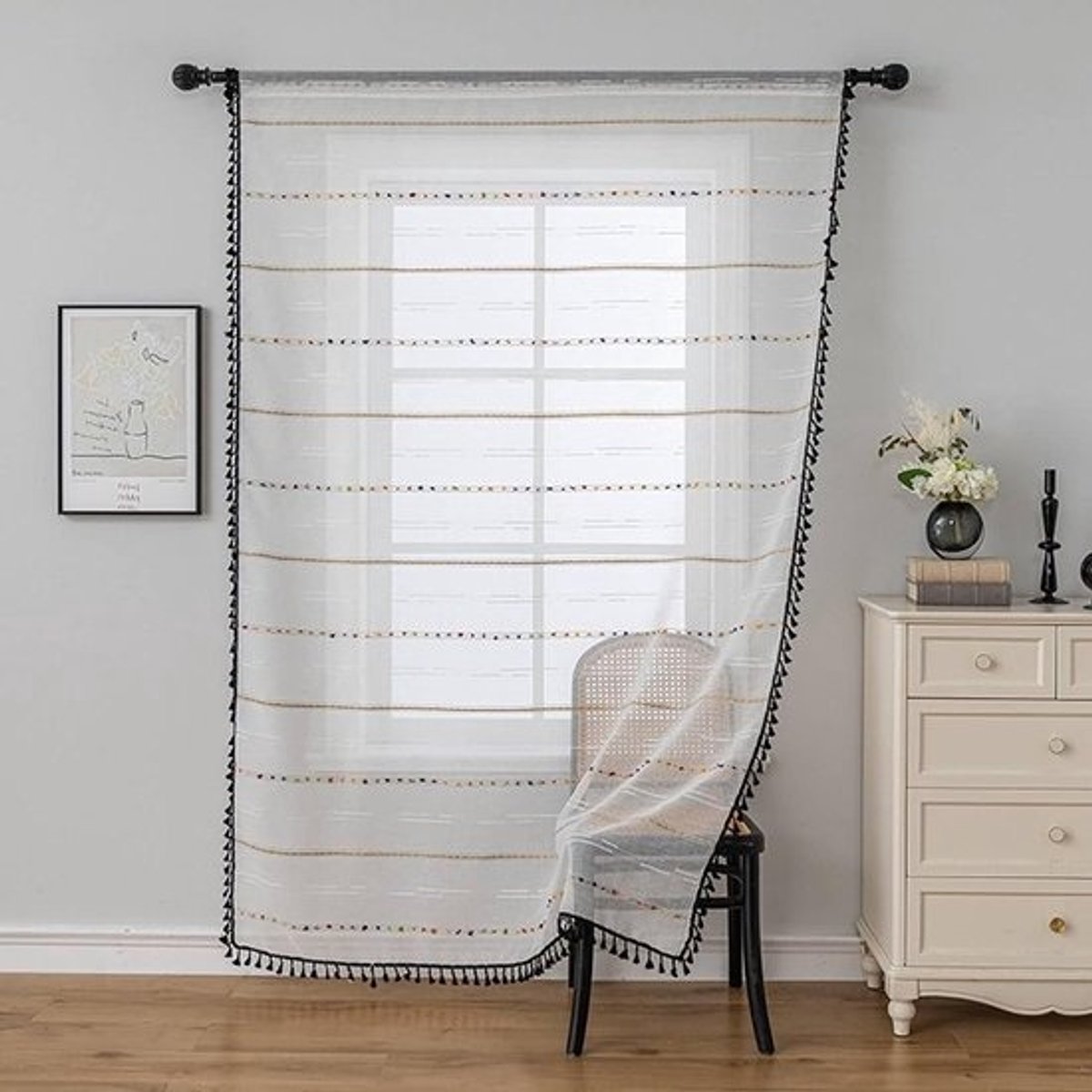 Gordijn roede tas - Paneel gordijn - Privacy creëren - Half-transparant stof - 2 stuks 100x130cm - Wit