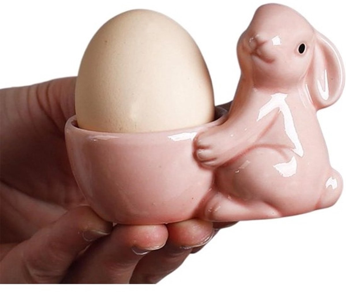 Eierdoppen - Eierhouder Keramiek - Ontbijt Presenteren - Konijn Design - 10 x 7 x 5 cm - Roze