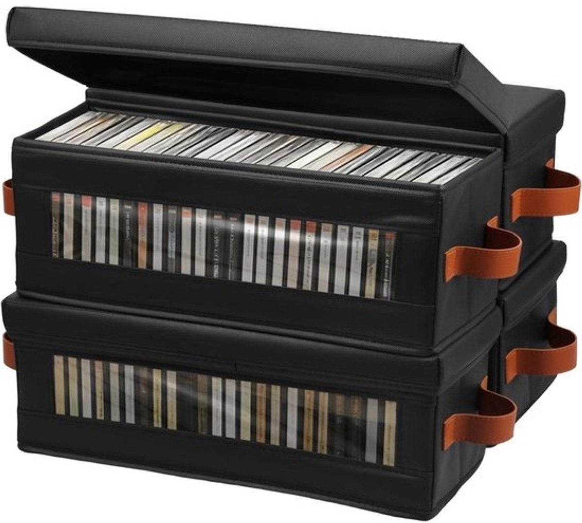 CD Opbergdozen - DVD Hoes - Media Organiseren - Transparant Kijkvenster - 40 x 145 x 155 cm - Zwart
