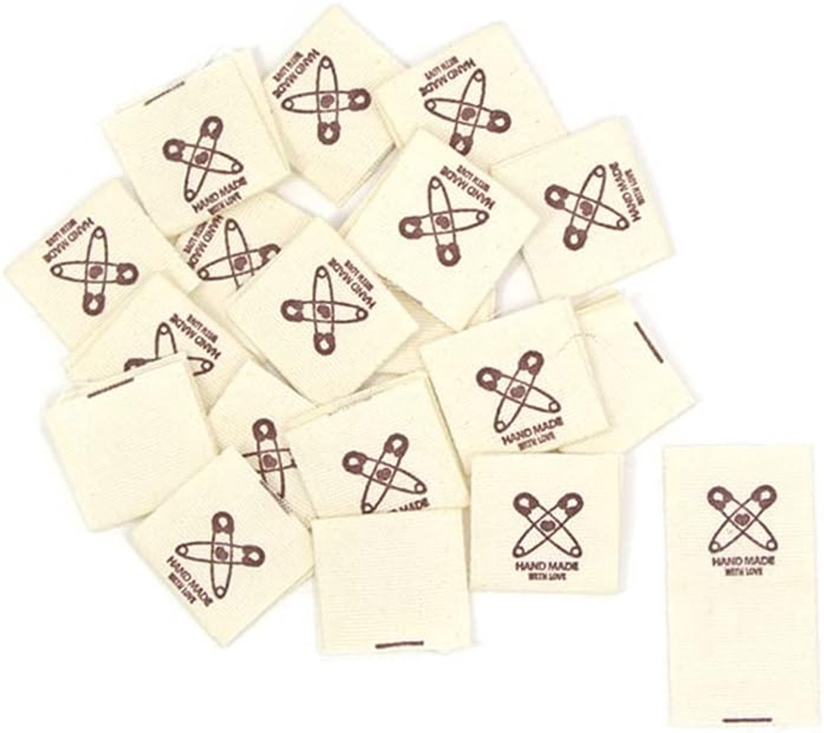 50 stuks katoenen kledinglabels wasbaar handgemaakte naaigetags voor DIY ambacht kledingdecoratie