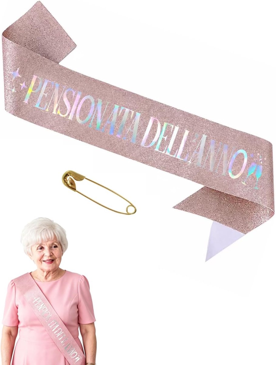 vrouw 1 stuk roze glitter gepensioneerde van het jaar met gouden broche pensioen geschenk vrouw grappige sjerp pensioenfeest decoratie feest