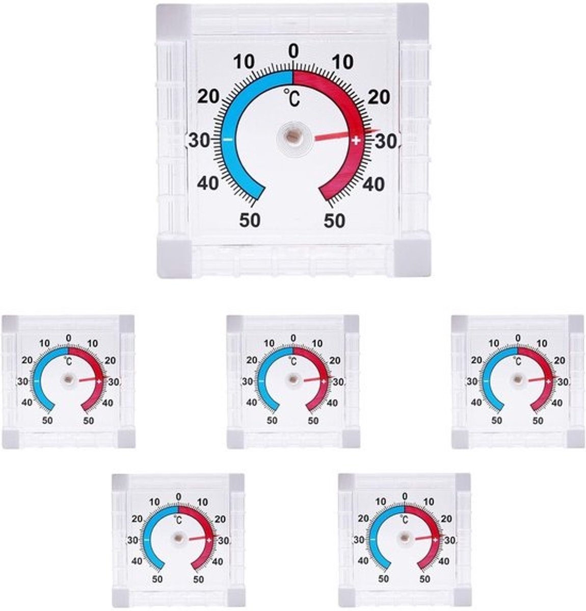 Zelfklevende Raamthermometer Set van 6 - Digitaal Weerbestendig Buiten