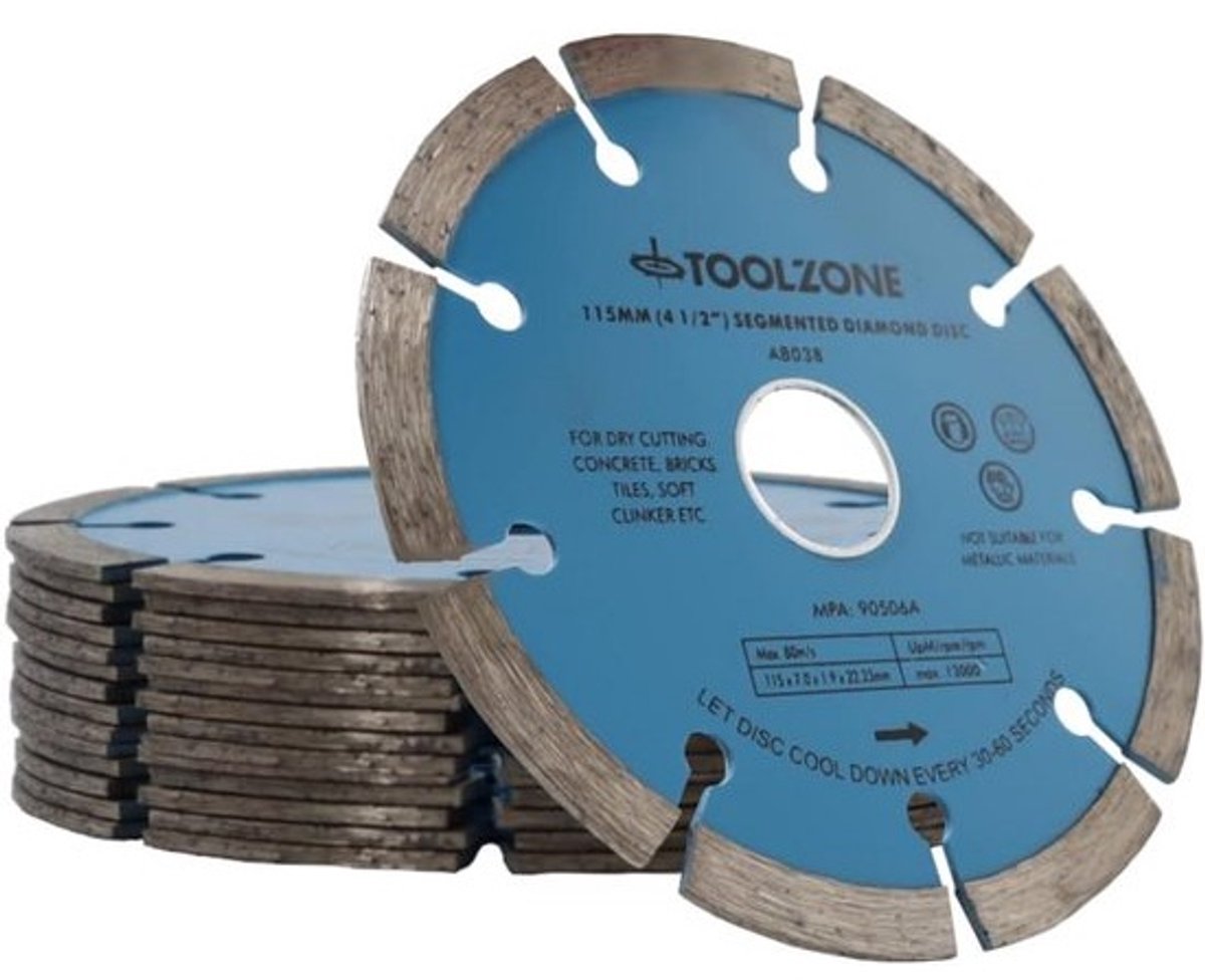 Diamantdoorslijpschijf 115mm voor beton, steen en tegels - Gesegmenteerd