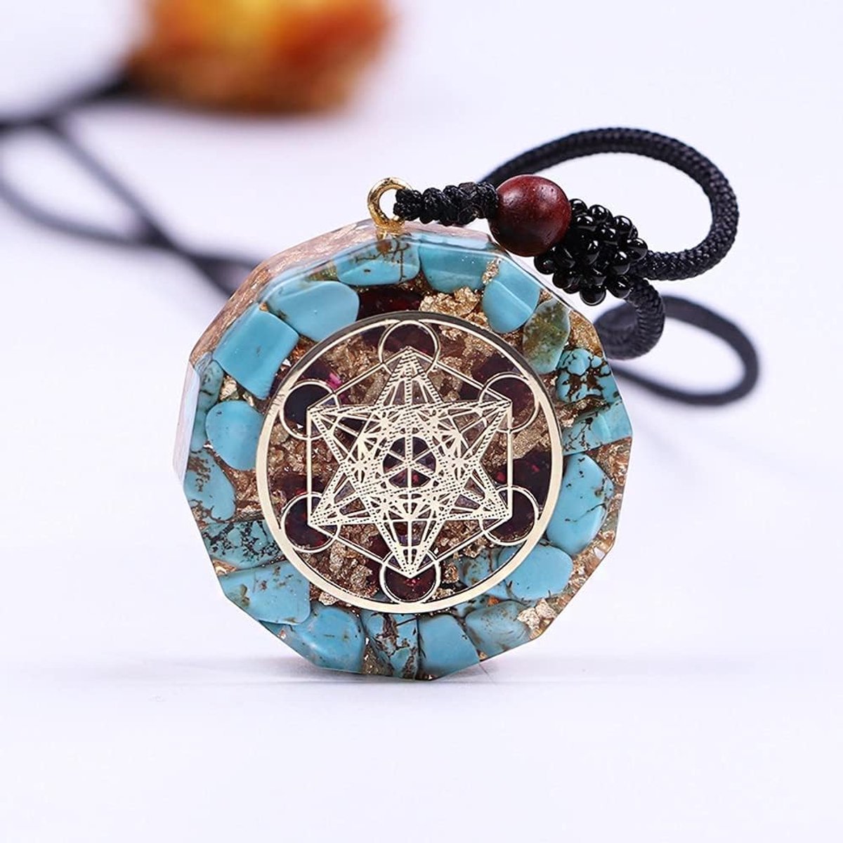 Metatron Kubus Om Ketting, Chakra Kristalsteen Voor Genezende Yoga -Bemiddeling, EMF -Bescherming, Blauwe Metatron