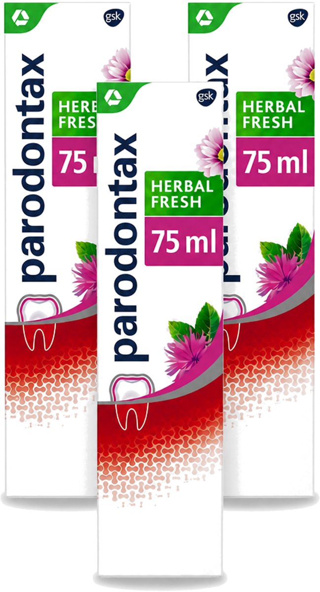 3 x Parodontax - Tandpasta - Herbal Fresh - Bergamot & Mint - 75ml - Voordeelverpakking - 3 stuks