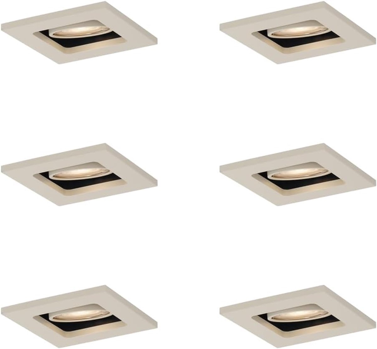 - Set van 6 moderne inbouwspots beige GU10 50 mm zwenk- en kantelbaar - Qure I woonkamer I slaapkamer - aluminium - geschikt voor led GU10