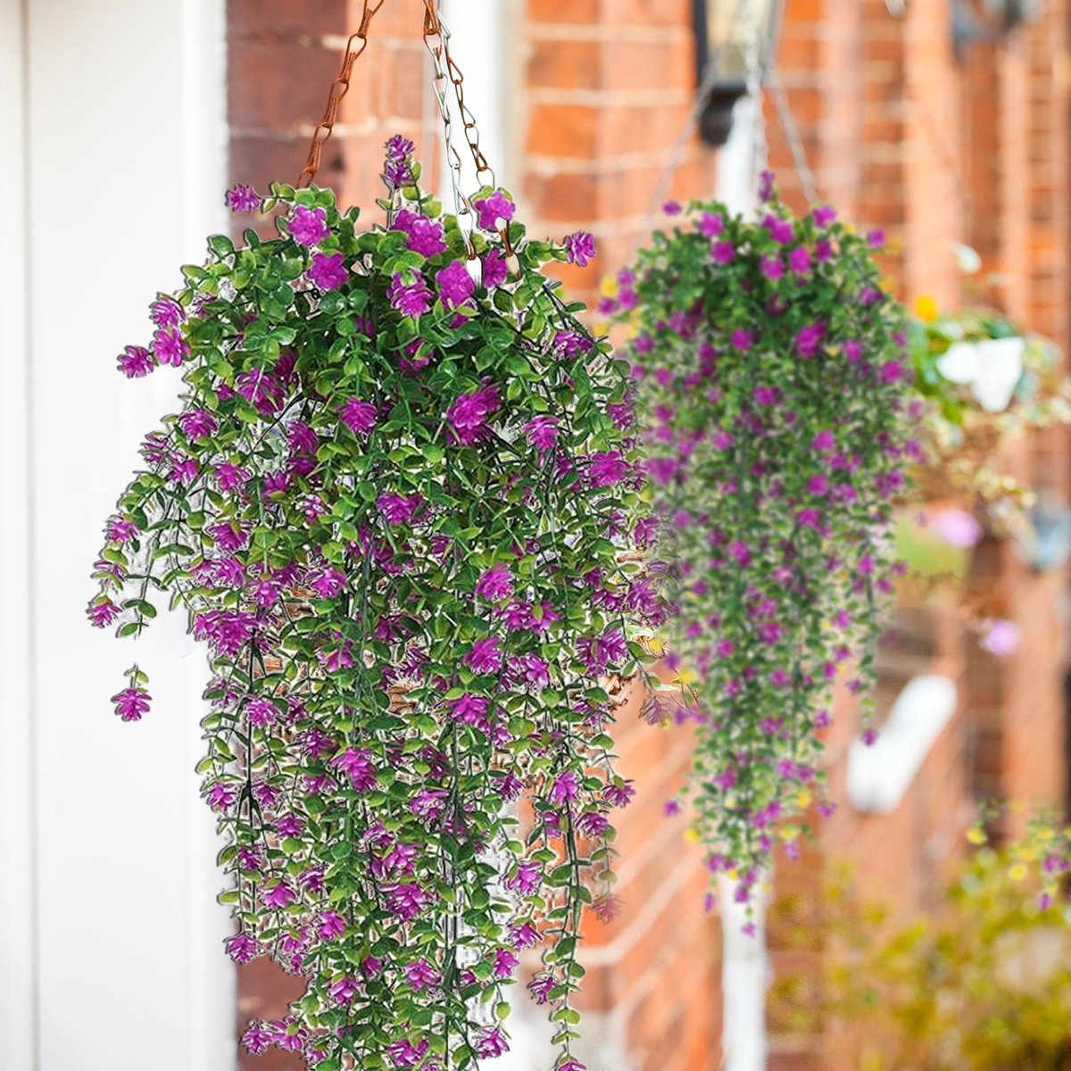 Ulisem Kunstmatige Hangplanten Set Van 2 - Kunstplanten - Realistisch Groen - Onderhoudsvrij - Voor Binnen En Buiten - Hanging Vine Decoratie Voor Woonkamer Slaapkamer Vensterbank Plank - Groene Sfeer Zonder Water Of Snoeien
