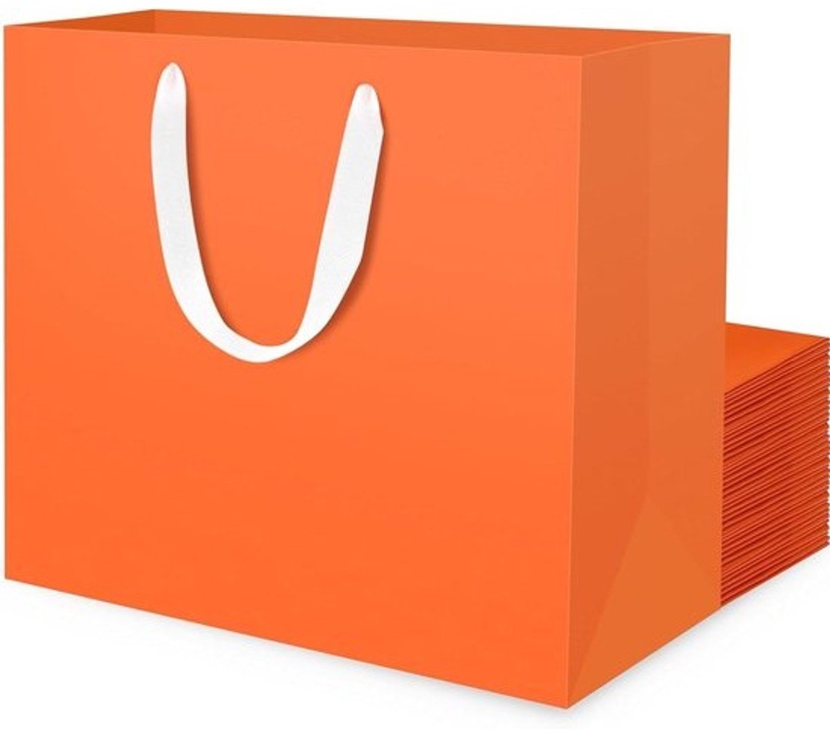 Papieren Cadeautassen - Geschenktassen Kraft - Feestelijke Geschenkverpakking - Robuust Scheurvast Materiaal - 32x11.5x28cm - Oranje