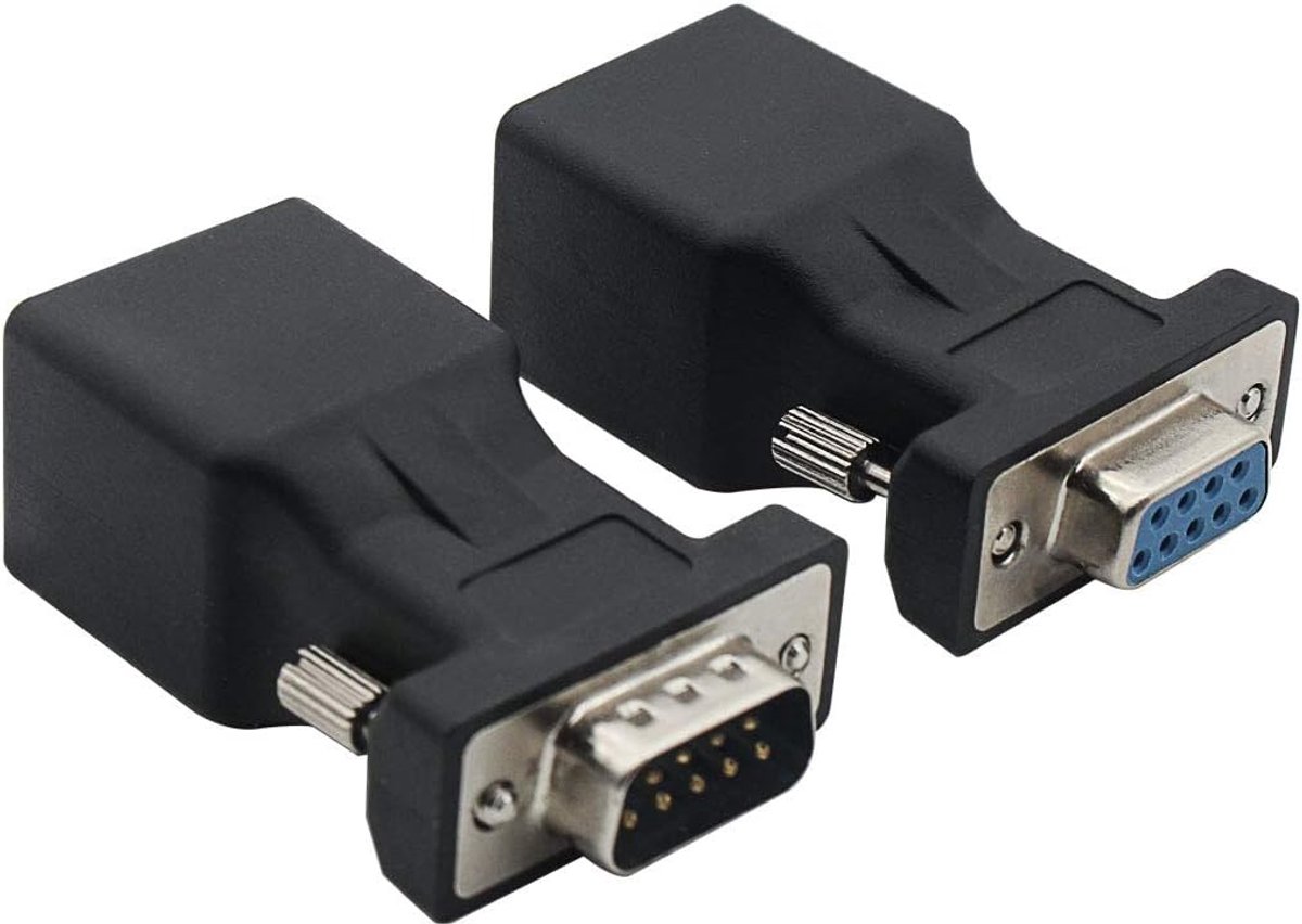 Extender Converter Adapter Cat5/Cat6/RJ45, DB9 9-pins VGA 9 Pin Mannelijk naar RJ45 Vrouwelijke Netwerkkabel Connector 2Pack