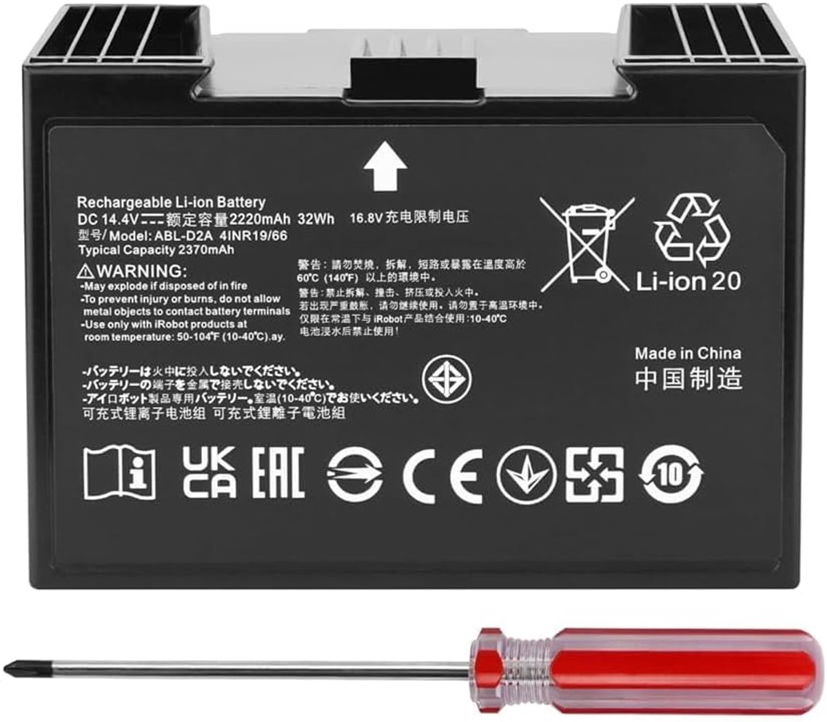 Stofzuigeraccu voor iRobot Roomba i7/i7+/i3/i3+/i4/i4+/e5/e6 5134 5150 5158 E5154 e6 6198 6134 i7158 Stofzuiger 14,4 V