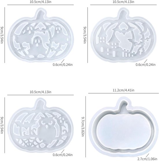 Mallen set voor griezelige decoraties - pompoen & thema patroon mallen voor gips, hars knutselen, herfst doe-het-zelf thuis display — afbeelding 2