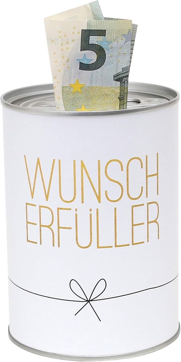Metalen spaarpot Conservendoos Design Motief: wens vuller 8,6 cm x H 12 cm 155626