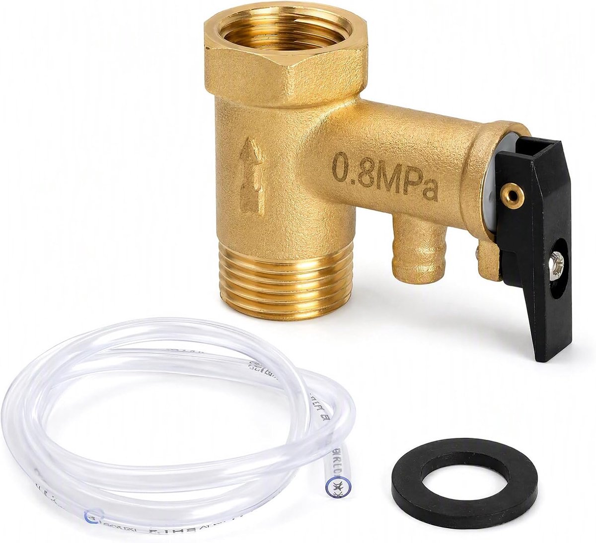 Veiligheidsventiel 1/2 inch, 0,8 MPa overdrukventiel boiler van messing