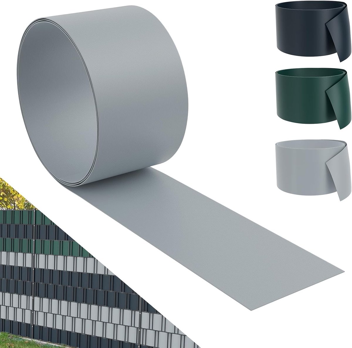 10 x zichtwerende stroken van hard pvc voor dubbelstaafmatten, inkijkbescherming balkon, tuinhek, antraciet, 25m x 19cm (grijs)