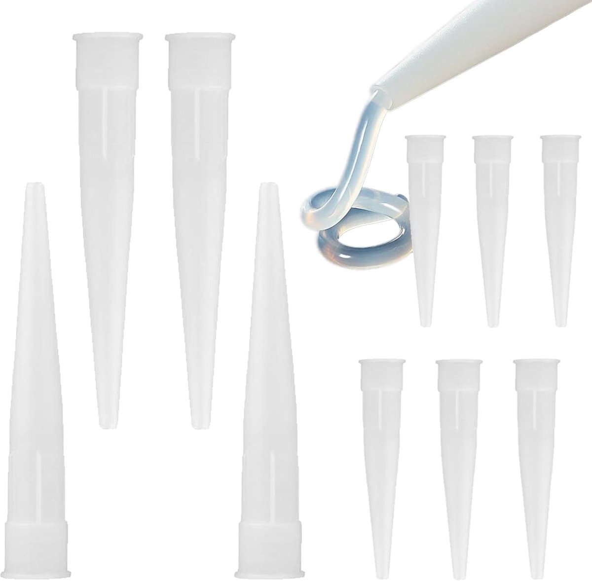 20 siliconen sproeiers applicator plastic breeuwpistool exttender kit mondstuk tip tool voor worst breeuwpistool breeuwen spuitmonden applicator wit