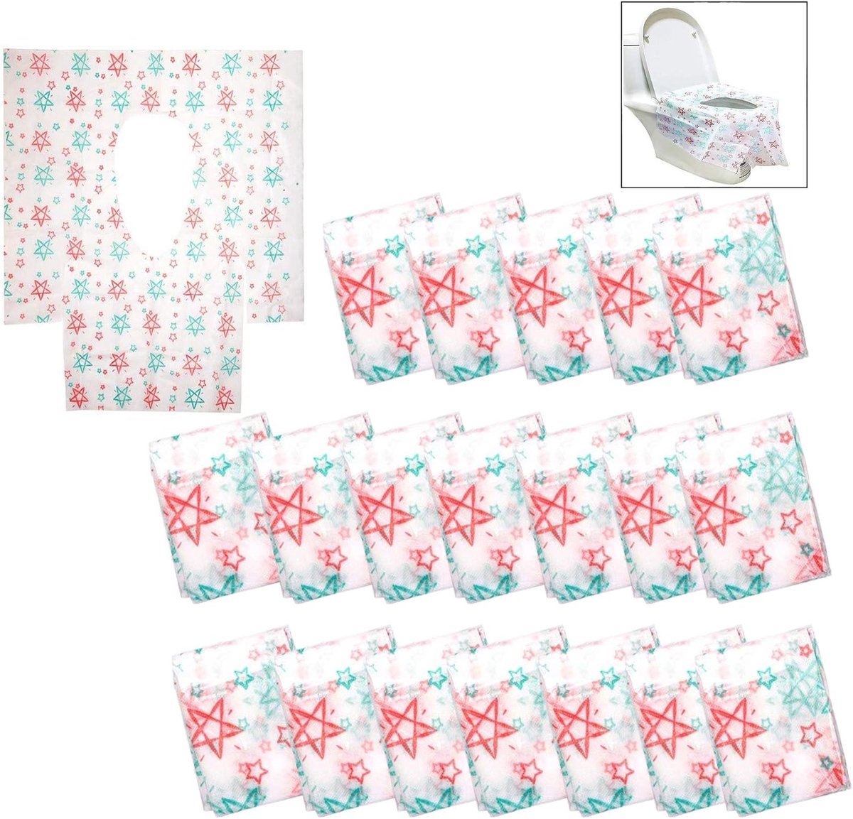 20 stuks wc-pads, wegwerp toilethoezen, wc-bekleding, toiletbekleding, wc-bekleding, wc-bril, mat voor reizen, kantoor, restaurants