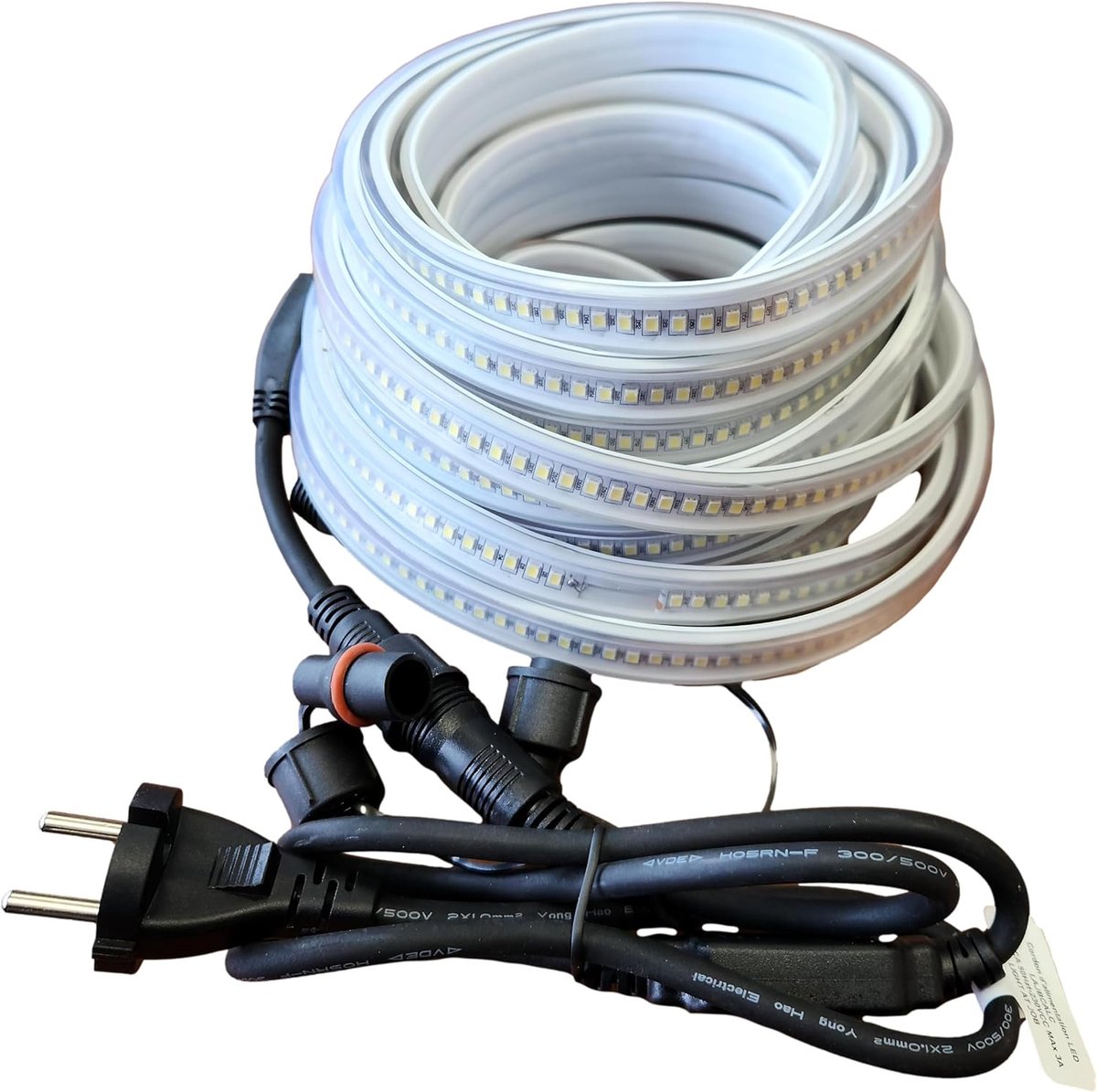 Rood – ledstrip voor bouwplaats, 5 m, klaar om aan te sluiten, PVC, IP65-178 SMD-led, 2835/meter, 1200 lumen/meter – 6000 K