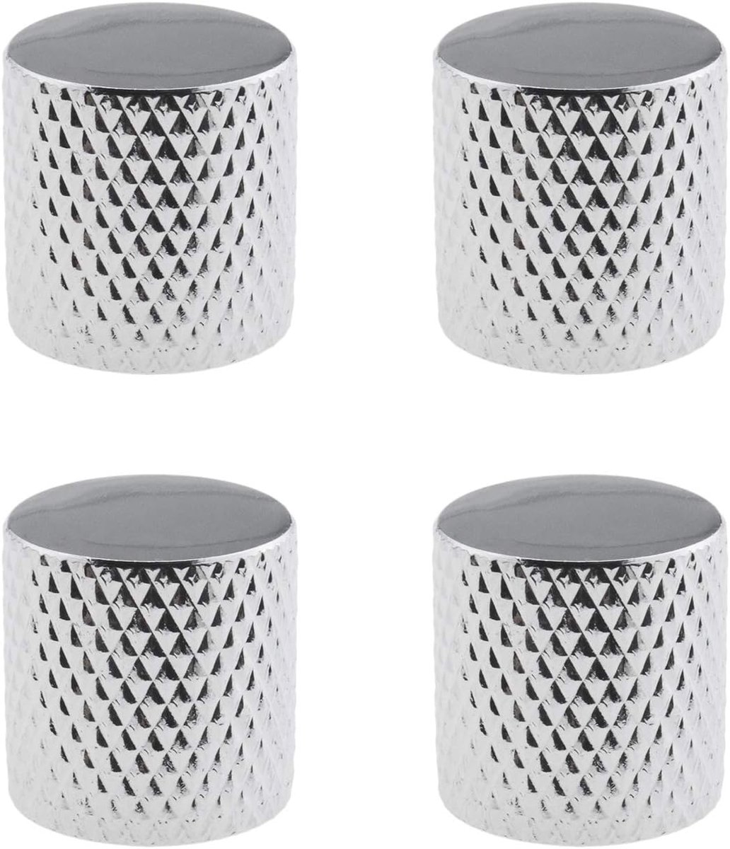 Idea Volumeregelaar, metaal, plat, 6 mm diameter, voor elektrische gitaren en bas, zilverkleurig, 4 stuks
