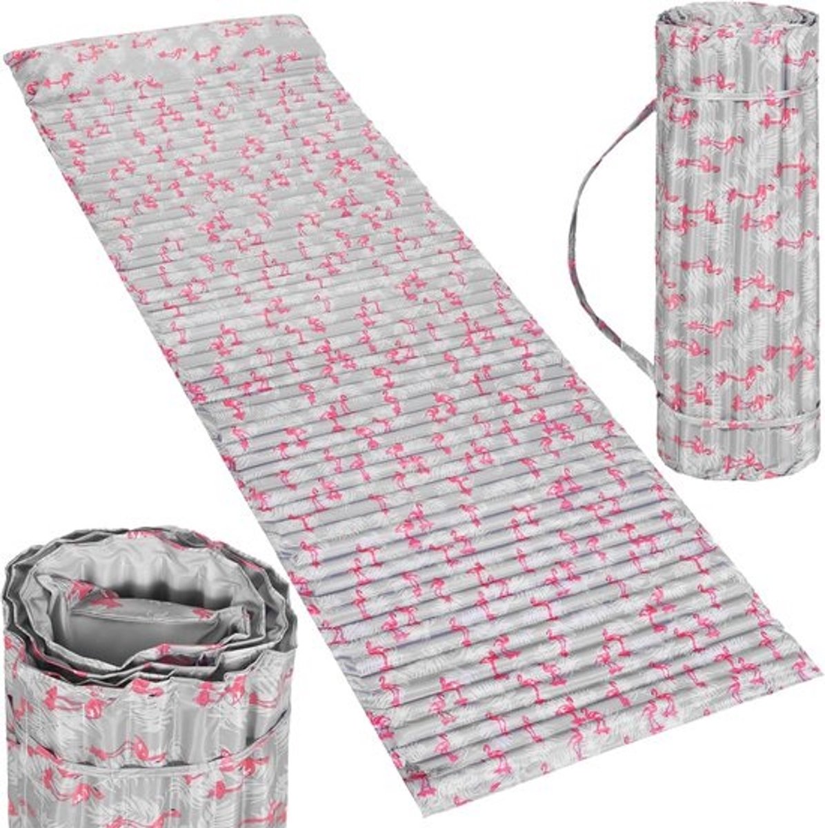 Schuimstof Slaapmat - Zitmat Kampeer - Comfort Buitenshuis - Geïntegreerd Kussen - 180x60x1.5cm - Grijs