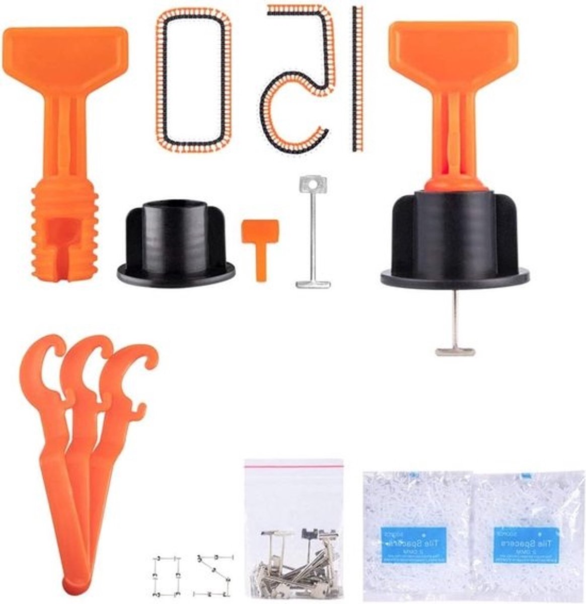 Tegelnivelleringssysteem Kit - Tegel spacers - Vloeren Egaliseren - Herbruikbaar Ontwerp - 150+1000 stuks - Grijs