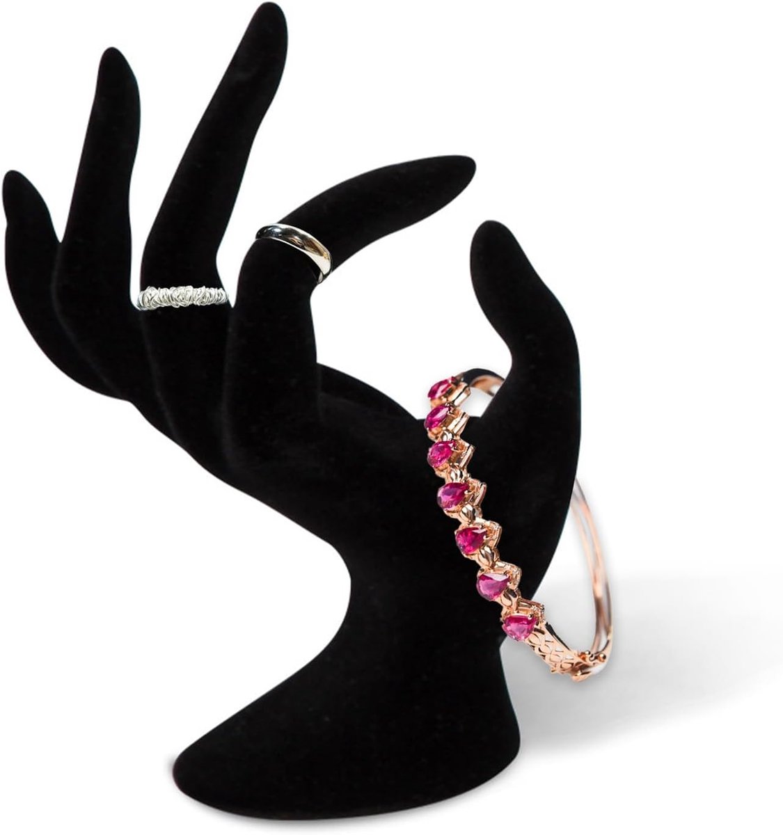 Dailygoods- Sieradenhouder Elegante Ringenhouder - Sieradenstandaard voor Kettingen - Armband Houder - Oorbellen Organizer - Zwart Fluweel