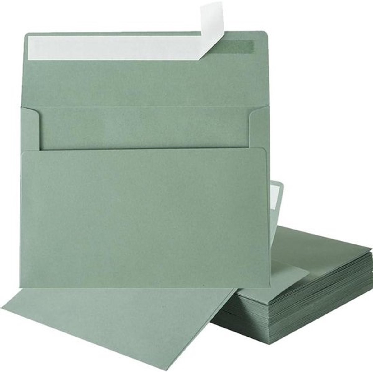 Enveloppen - Kleurrijke enveloppen - Uitnodigingen versturen - Platte klep - M formaat - Saliegroen