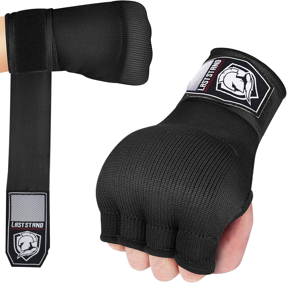 Veilige Handbescherming voor Sparren, Elastische en Gevoerde Bandages voor MMA en Muay Thai, Lange Polsbanden, Zwart
