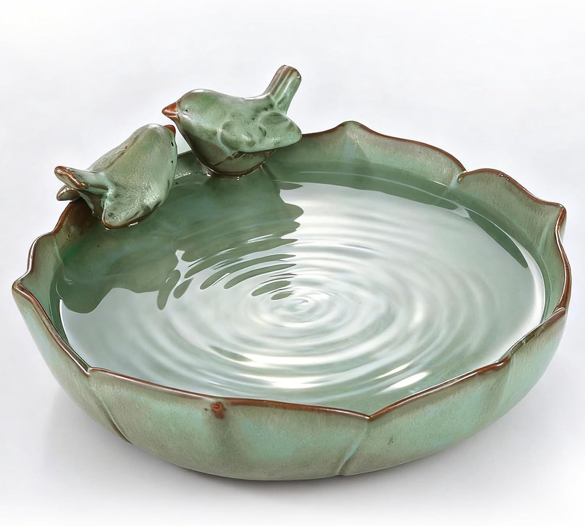 vogelbadkom voor buiten - 24,8 cm groene heavy-duty vogelbadkom alleen, gemalen vogelvoeders en waterschaal voor vogels, tuin, terras, terras, balkon of gazondecoratie